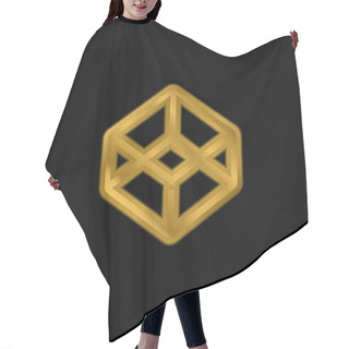 Personality  3d Outlined Shape Gold Plated Metalic Icon Or Logo Vector Hair Cutting Cape