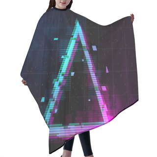 Personality  Retrowave Glitch Triangle With Sparkling And Blue And Purple Glows With Smoke. Hair Cutting Cape