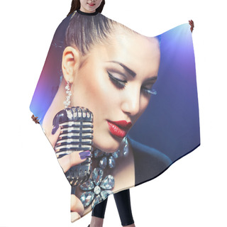 Personality  Singing Woman With Retro Microphone Hair Cutting Cape