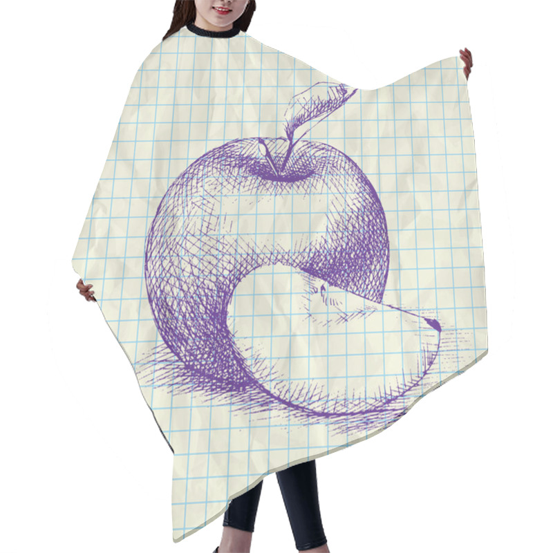 Personality  Sketch illustration of apple on notebook paper. hair cutting cape