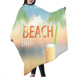 Personality  Beach Bar Poster. Vector Background. Hair Cutting Cape