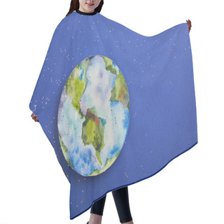 Personality  Top View Of Planet Picture On Violet Background With Stars, Earth Day Concept Hair Cutting Cape