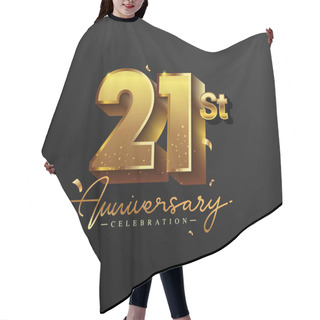 Personality  21st Anniversary Logotype With Gold Confetti Isolated On Black Background, Vector Design For Greeting Card And Invitation Card Hair Cutting Cape