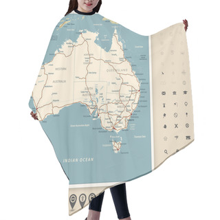 Personality  Australia - Highly Detailed Editable Road Map Hair Cutting Cape