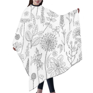 Personality  Seamless Pattern With Wildflowers Hair Cutting Cape