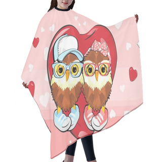 Personality  Happy Valentines Day With Cute Owls Hair Cutting Cape