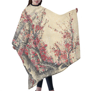 Personality  Flowering Plum Branch Hair Cutting Cape