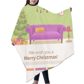 Personality  Christmas Room Interior In Colorful Cartoon Flat Style Hair Cutting Cape