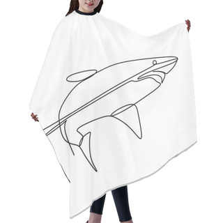 Personality  Shark One Line Drawing Vector Illustration Isolated On White Background Hair Cutting Cape