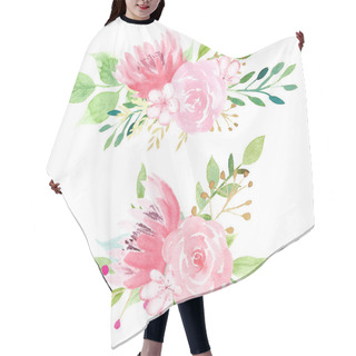Personality  Blooming Flowers With Foliage Raster Illustration Hair Cutting Cape