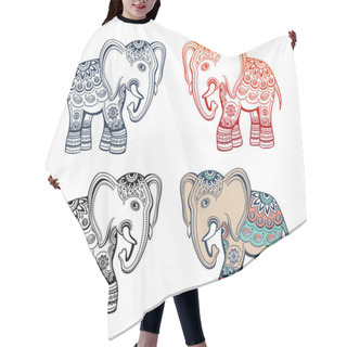 Personality  Indian Ethnic Elephant With African Tribal Ornament Hair Cutting Cape