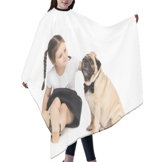 Personality  Girl With Pug Dog Hair Cutting Cape