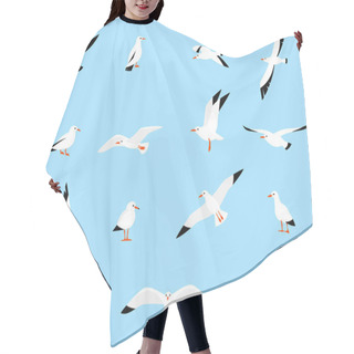Personality  Vector Set Of Beautiful Seagulls. Hair Cutting Cape