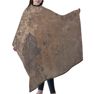 Personality  Top View Of Rusted Metal Template For Background Hair Cutting Cape