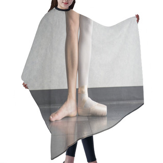 Personality  Two Sides To A Ballerina, One Leg Wearing Her Ballet Slipper Pointe Shoe On One Foot, And One Leg Bare Hair Cutting Cape