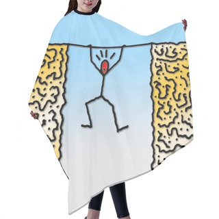 Personality  Precariousness Of Modern Man - Concept Illustration Drawn Freehand Hair Cutting Cape