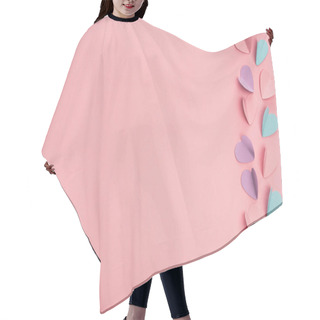 Personality  Top View Of Colorful Paper Hearts On Pink Background Hair Cutting Cape