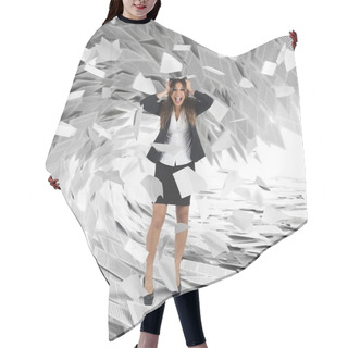 Personality  Businesswoman With A Wave Of Sheets Hair Cutting Cape