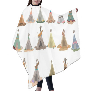Personality  Set Of Native American Tipis With Traditional Indian Decoration Hair Cutting Cape
