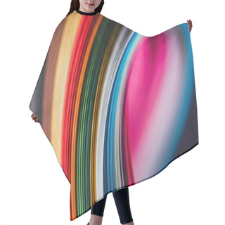 Personality  Close Up Of Colored Bright Quilling Paper Curves On Black Hair Cutting Cape