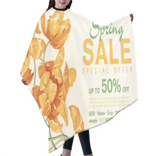 Personality  Spring Sale Banner With Beautiful Flowers.  Hair Cutting Cape