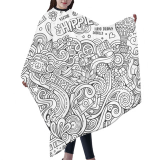 Personality  Cartoon Hand-drawn Doodles Hippie Illustration Hair Cutting Cape
