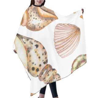 Personality  A Pattern With The Watercolor Shells Hair Cutting Cape