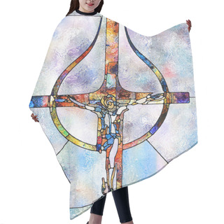 Personality  Broken Light. Cross Of Stained Glass Series. Design Made Of Organic Church Window Color Pattern To Serve As Background For Projects On Fragmented Unity Of Crucifixion Of Christ And Nature Hair Cutting Cape
