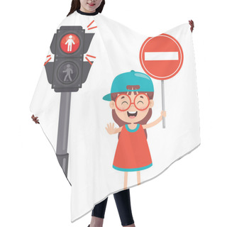 Personality  Traffic Concept With Funny Characters Hair Cutting Cape