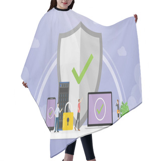 Personality  Data Protection Concept With Big Shield And Padlock With Data Server Database With Modern Flat Style - Vector Hair Cutting Cape