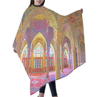 Personality  Panorama Of The Prayer Hall Of Pink Mosque, Shiraz, Iran Hair Cutting Cape