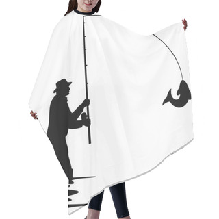Personality  Fisherman Caught A Fish Silhouette Hair Cutting Cape