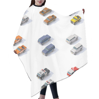 Personality  Vector Isometric SUVs Set Hair Cutting Cape