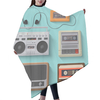 Personality  Retro Music Player Icons Hair Cutting Cape