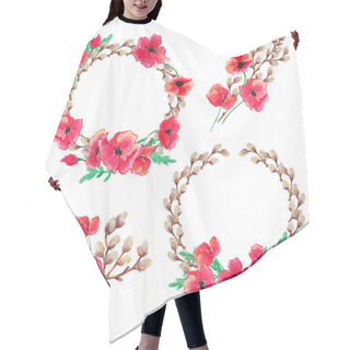 Personality  Set Of Poppy Flowers Elements Hair Cutting Cape