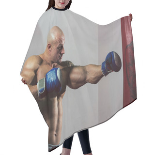 Personality  Strong Muscular Boxer In Training.  Hair Cutting Cape