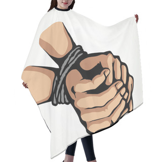 Personality  Roped Bound Hands. Vector Drawing  Hair Cutting Cape