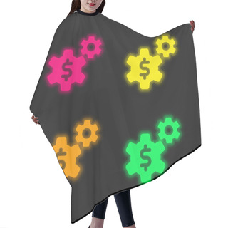 Personality  Application Four Color Glowing Neon Vector Icon Hair Cutting Cape