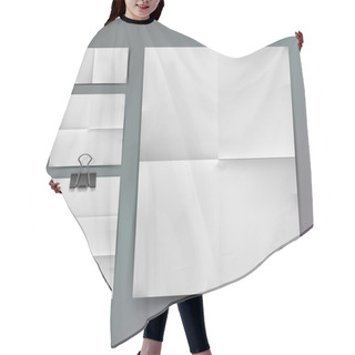 Personality  White Folded Paper Set And Paperclip Hair Cutting Cape