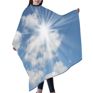 Personality  Blue Sky With Bright Sun. Hair Cutting Cape