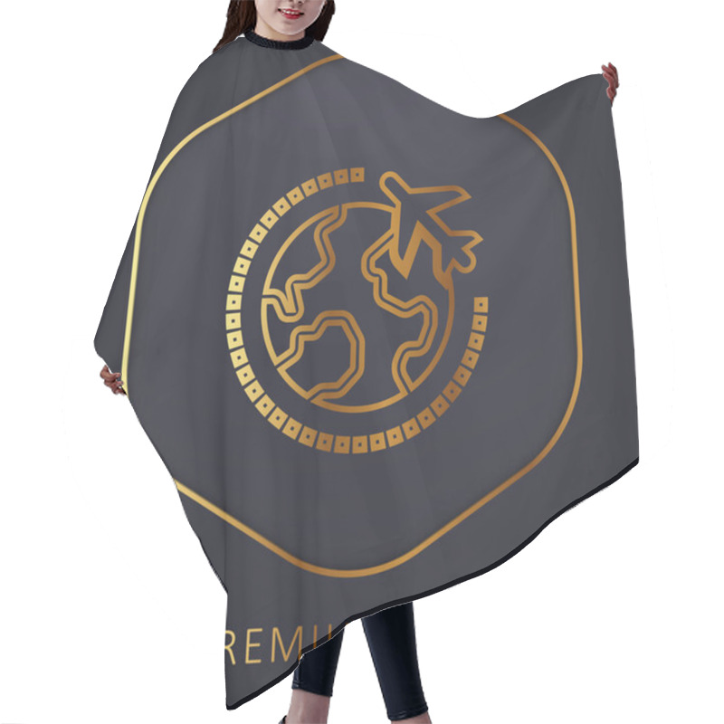 Personality  Airplane golden line premium logo or icon hair cutting cape