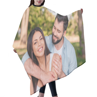 Personality  Man Hugging Happy Wife Hair Cutting Cape