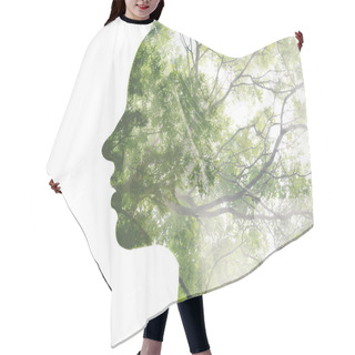 Personality  Lady Combined With Green Tree Hair Cutting Cape