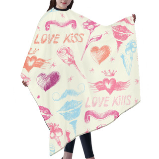 Personality  Seamless Pattern With Valentine Day Symbols Hair Cutting Cape