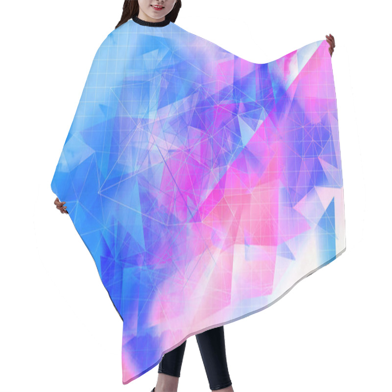 Personality  Beautiful, modern, polygonal, triangles bright artistic pink and blue backgroun hair cutting cape