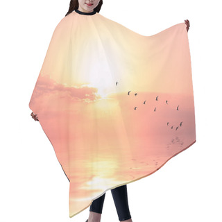 Personality  Beautiful Sky On Sunset Or Sunrise With Flying Birds To The Sun, Hair Cutting Cape