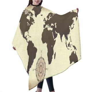 Personality  Illustration Of Old World Old Map With Compass Rose Hair Cutting Cape