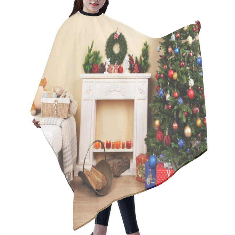 Personality  Christmas Interior With Sofa Hair Cutting Cape