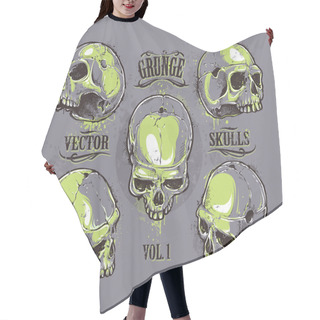 Personality  Grunge Skulls Vector Set Hair Cutting Cape