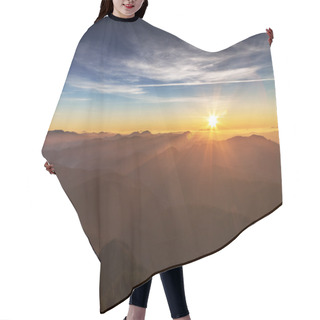 Personality  Sunrise Over The Mountain Ridges Hair Cutting Cape